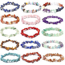 1-10 Pcs Natural Crystal Bangles Gemstone Wristband Stretchy Chip Beads Bracelet picture