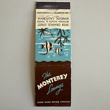 Vintage 1960s The Monterey Lounge Riverside CA Matchbook Cover picture