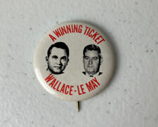 Vintage 1968 George Wallace Curtis LeMay Button Pin President “A Winning Ticket” picture