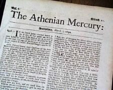 Rare 17th Century THE ATHENIAN MERCURY London England Agony Aunt 1692 Newspaper picture