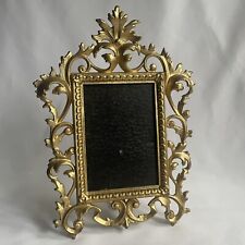 Antique Victorian Rococo Revival 4x6 Gold Metal Easel Picture Frame picture