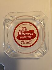 Very rare Vintage 1960's Henry's Hamburgers Glass Restaurant Ashtray.  picture