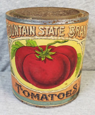 Antique Mountain State Brand Tomatoes Tin Can Dana Canned Goods Belpre, Ohio picture