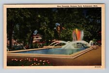 Kalamazoo MI-Michigan, Bronson Park, New Fountain, Souvenir Vintage Postcard picture