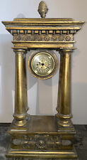 Mantle Clock Decor Gold Tone Wood Roman Empire Style 21.5x10