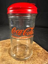 Vintage 1992 Coca Cola Glass Sugar Dispenser Jar Holder Diner Décor 6