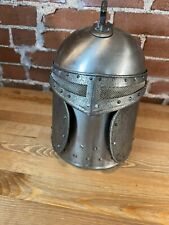 Vintage Pewtertone Knight’s Helmet W/4 Shot Glasses Made In Japan Medieval Rare picture