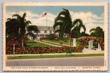 Davenport Florida Holly Hills Club Hotel Streetview Linen Cancel WOB Postcard picture