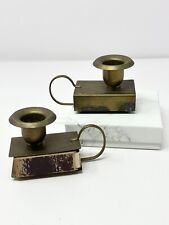 Pair Of Vintage Candle Stick Matchbook Holders Brass So Charming picture