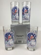 Mr Snowman Noritake Epoch Collection 4 Highball Beverage Glass Stars Lights Snow picture