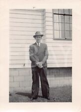 1950s Original Photo Man Wearing Pinstripe Suit With Hat Portrait 1A6 picture