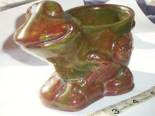 Vintage glazed Cherokee marked pottery Frog planter 8-1-84 picture