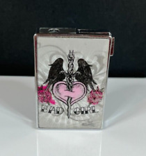 Novelty Inc BAD GIRL Heart w/ Black Wings Silver Tone Butane Cigarette Lighter picture