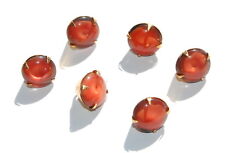 VINTAGE 6 ORANGE GLASS BUTTON BUTTONS BEADS 12mm GORGEOUS picture