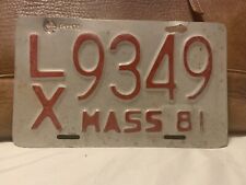 1981 Massachusetts Motorcycle License Plate Mass LX 9349 picture