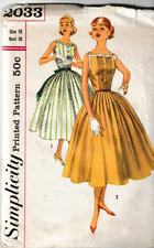 Vintage Simplicity Pattern 2033, Misses Full Skirt Dress, Size 16, FF picture