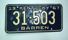 Old 1967 Kentucky License Plate 31-503 Embossed Vintage Barren County picture