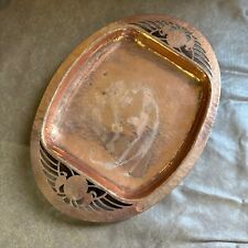VINTAGE RETRO SOLID COPPER DECORATIVE HAND CRAFTED OVAL 26.5CM WIDE DISH picture
