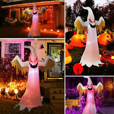 8ft Halloween Inflatable Blow up White Ghost Red Rotating Led Lights Lawn Deco picture