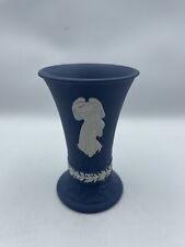 Wedgwood Portland Blue Jasperware Bud 4 Inch Vase Made in England picture