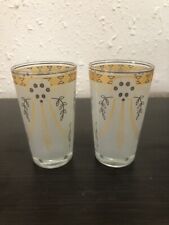 Lot 2 Vintage Clear Glass Cup with Decorative Patterns picture