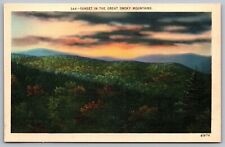 Sunset Great Smoky Mountains Dusk Birds Eye View Forest Vintage UNP Postcard picture