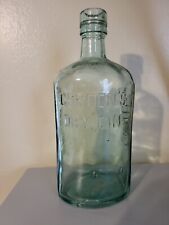 Large Vtg Glass Gin Bottle Gordon’s Dry Gin square bottle London England Aqua picture