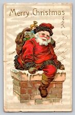 c1910 Santa Claus Chimney Toys Gilt Embossed  Germany Christmas P220 picture