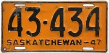 Saskatchewan Canada 1947 License Plate 43-434 Original Paint picture