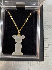 Disney Mickey Mouse Necklace, Frosted Glass, Gold Chain picture