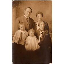 RPPC Family Portrait Woman Man, Boy, Girl Baby Vintage Artura Postcard Unposted picture