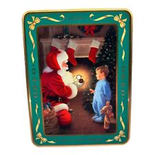 Vintage 1991 Nabisco Oreo Christmas Tin Unlock the Majic Empty Santa and boy picture
