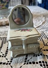 Vintage Porcelain trinket box/jewelry Box Dresser With Rose Faux Drawers picture