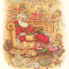 1960s Santa Claus Checking The List Toys Presents Merry Christmas Xmas Postcard picture