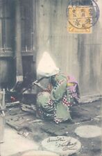 CHINA smoking opium on the street 1910s PC - see cancell. picture
