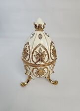 Trinket Box with Hinged White Faberge Egg Enameled Jewelry Box (No Gift Box) picture