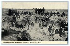Pipestone Minnesota MN Postcard Indians Digging The Famous Pipestone c1910's picture