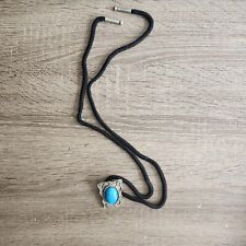 Native American Silver Bolo Tie Synthetic Round Turquoise Western Wear picture