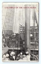Postcard Columbus On The Santa Maria Ship Flagship Of Expidition With His Crew picture