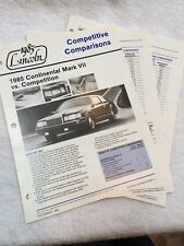 1985 CONTINENTAL MARK VII SALESPERSON'S FACTS BOOK COMPETITIVE COMPARISONS PAGES picture