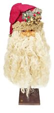 24” Santa Claus Figurine Rustic Terra Cotta Clay Face 2 Piece picture