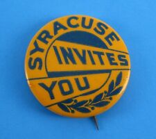 NY Syracuse Invites You The Whitehead & Hoag Co Pinback Button Pin Old Vintage  picture
