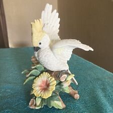 Fitz And Floyd Exotic Bird Cookatoo On A Branch Ceramic 8” picture
