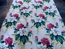 Hollywood Starlet GLAM Floral on Ivory Barkcloth Vintage Fabric Drape Curtain picture