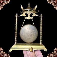 Vintage 1970s Brass Gong Bell Chinese Characters Dinner Tabletop Art Decor picture