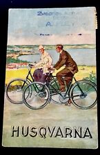 LATVIAN 1930’s VNTG  ADVERTISING POSTCARD Litho A. FLEY BICYCLES HUSQVARNA stamp picture