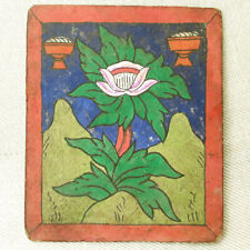 ANTIQUE  VERY OLD TSAKLI TIBET OF LOTUS IN MOUNTAINS SMALL THANKA NEPAL picture