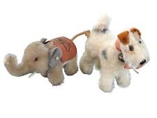 2 1950's Steiff Mohair Miniatures Elephant and Dog picture