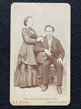 Lansing Iowa IA Handsome Young Couple Antique CDV Photo picture