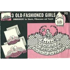 3 Old Fashioned Girls Hand Embroidery Pattern Superior 143 Vintage Pattern picture